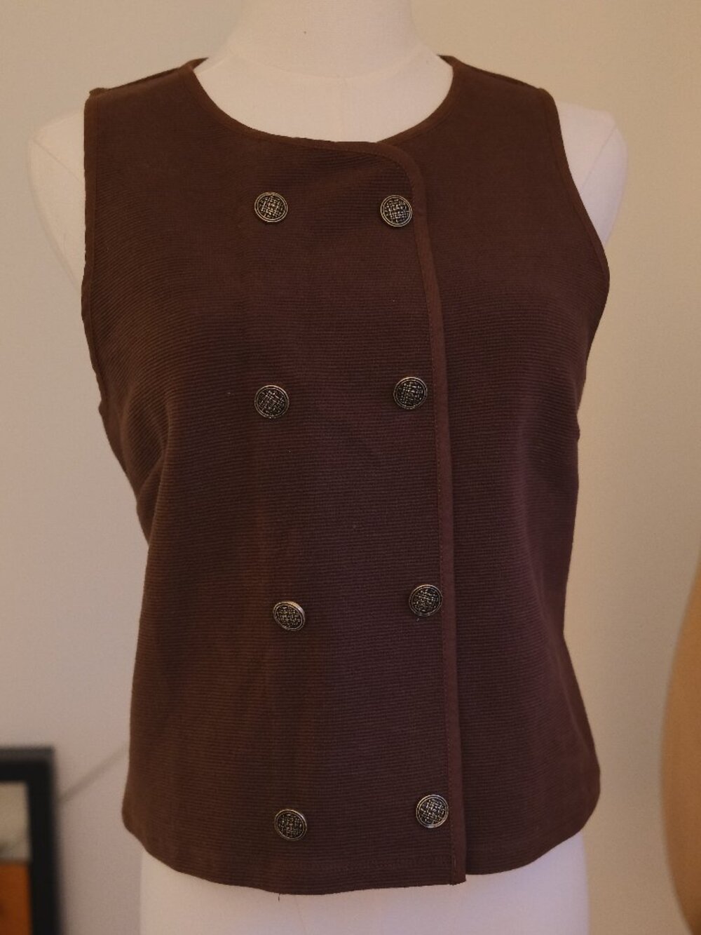 Anthropologie Dolan Brown Button Front Vest Top Sleeveless Size S